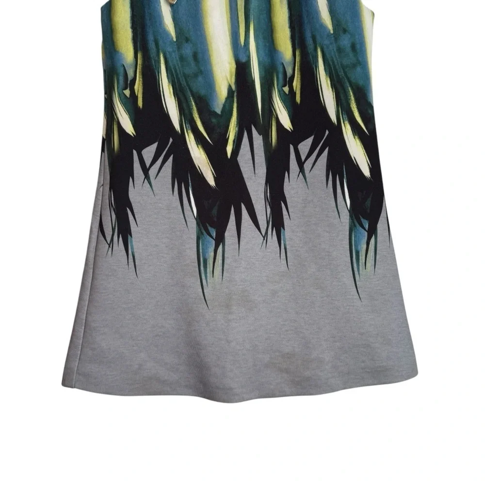 Carlucci Kids Sleeveless Feather Print Dress Girl Size 3T Gray Blue Formal Lined